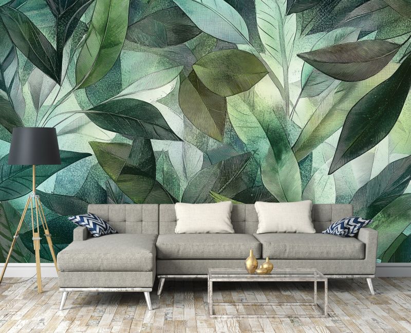 Tapeta Do Sypialni Salonu Kuchni WALLARENA 400x280 cm Dekoracja Fototapeta Liście Natura 1 szt.