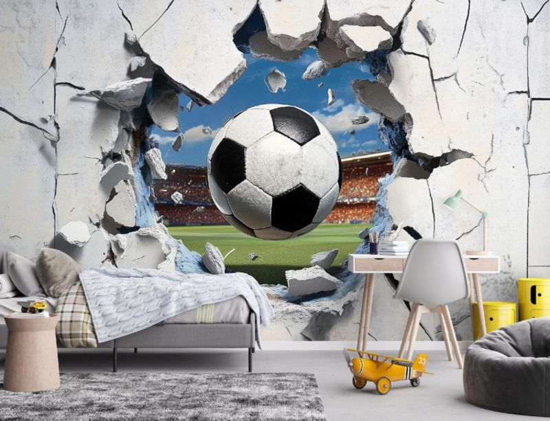 Tapeta Dziecięca WALLARENA 350x250 cm Fototapeta Dla Dzieci Piłka Nożna Dekoracja Ścienna 1 szt.