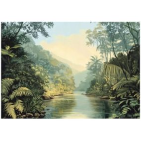 Tapeta Na Flizelinie Ścianę WALLARENA 300x210 cm Fototapeta Do Sypialni Salonu Kuchni Dżungla Liście 1 szt.