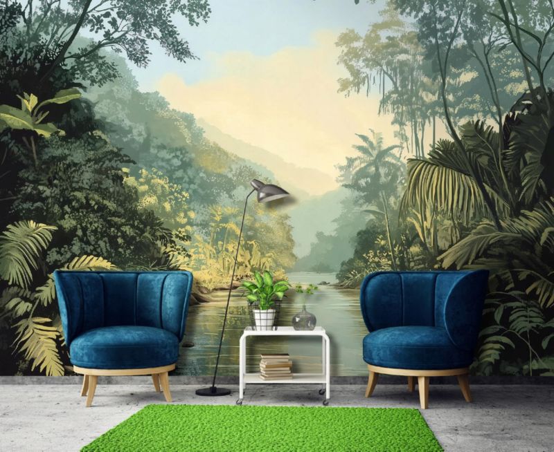 Tapeta Na Flizelinie Ścianę WALLARENA 300x210 cm Fototapeta Do Sypialni Salonu Kuchni Dżungla Liście 1 szt.