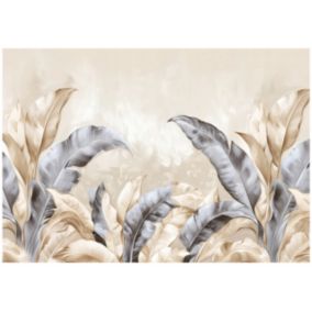 Tapeta Na Flizelinie Ścianę WALLARENA 350x250 cm Fototapeta Do Sypialni Salonu Kuchni Liście Beton 1 szt.