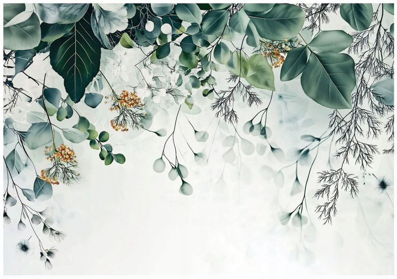 Tapeta Na Flizelinie Ścianę WALLARENA 400x280 cm Fototapeta Do Sypialni Salonu Kuchni Liście Zielone Natura 1 szt.