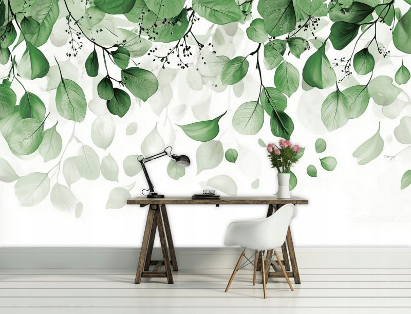 Tapeta Na Flizelinie Ścianę WALLARENA 400x280 cm Fototapeta Do Sypialni Salonu Kuchni Liście Zielone Natura 1 szt.