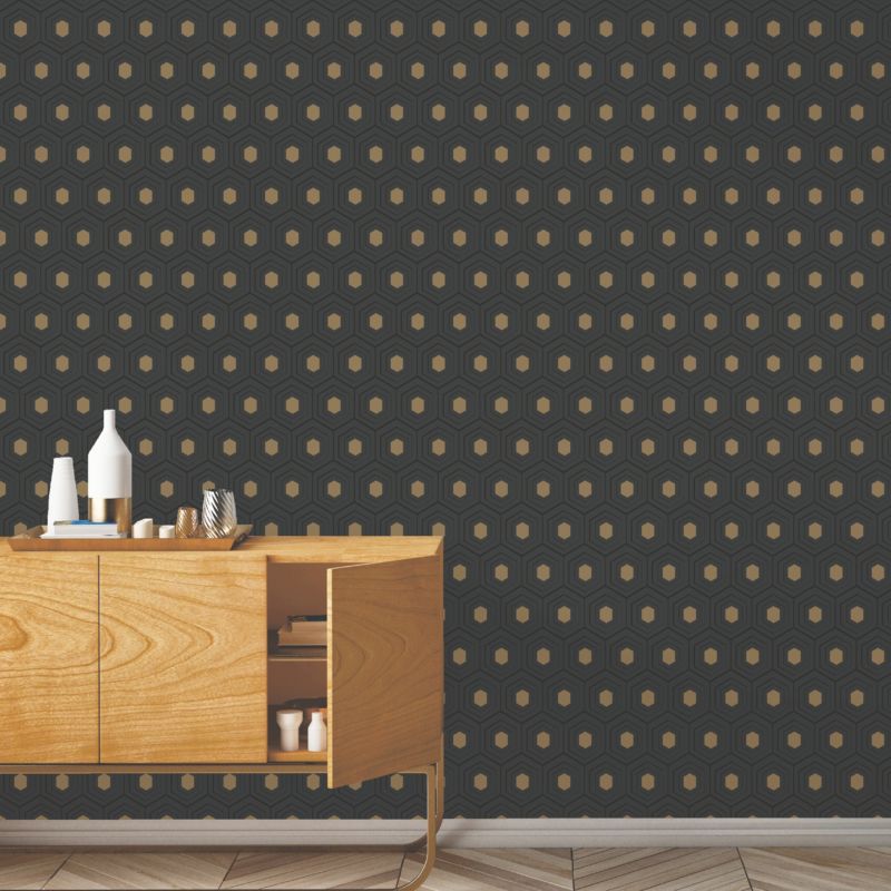 Tapeta winylowa na flizelinie GoodHome Draba czarna