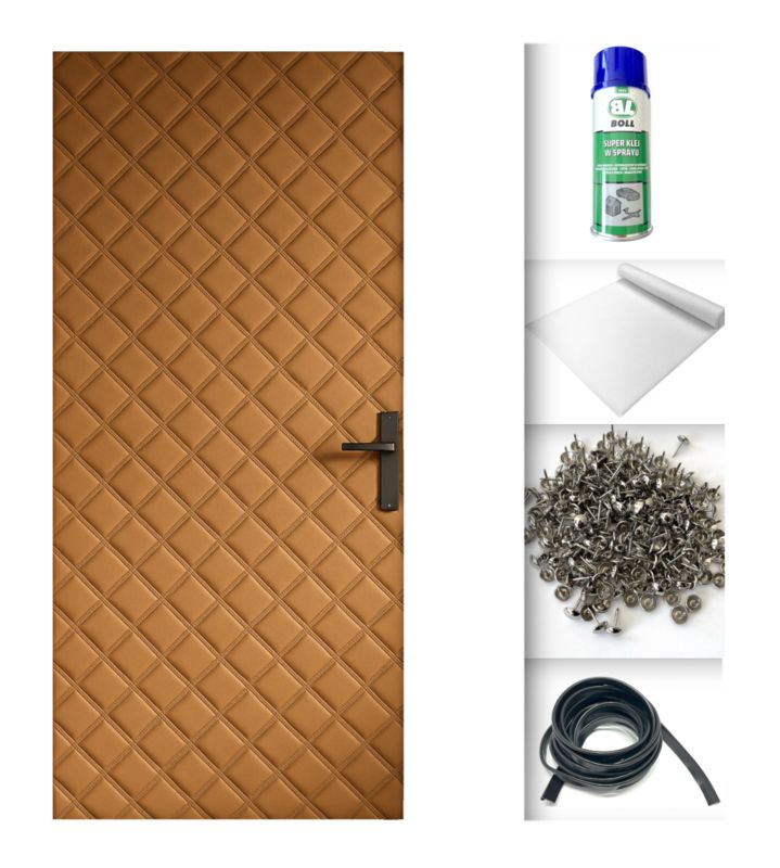 Tapicerka drzwiowa Ultrasonic Ciemno złota 115 x 215 cm obicie na drzwi ocieplenie uszczelnienie wygłuszenie + Akcesoria 1 kpl.