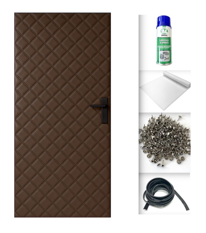 Tapicerka drzwiowa Ultrasonic Wenge 115 x 215 cm obicie na drzwi ocieplenie uszczelnienie wygłuszenie + Akcesoria 1 kpl.