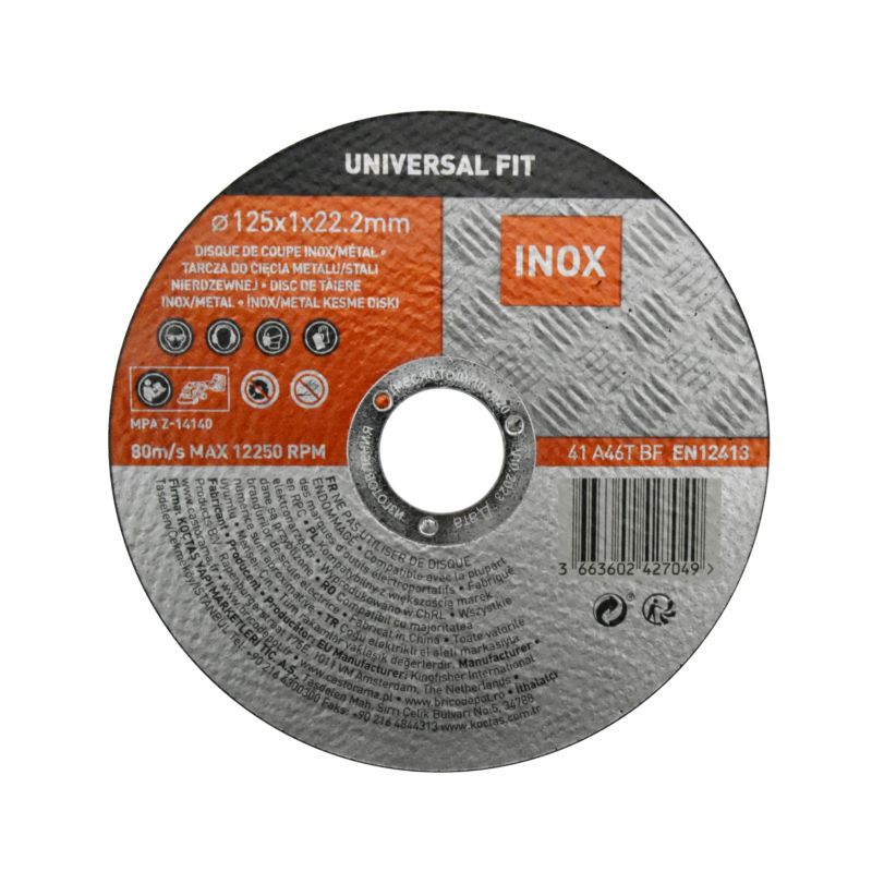 Tarcza do cięcia metalu inox Universal fit 125 x 1 mm