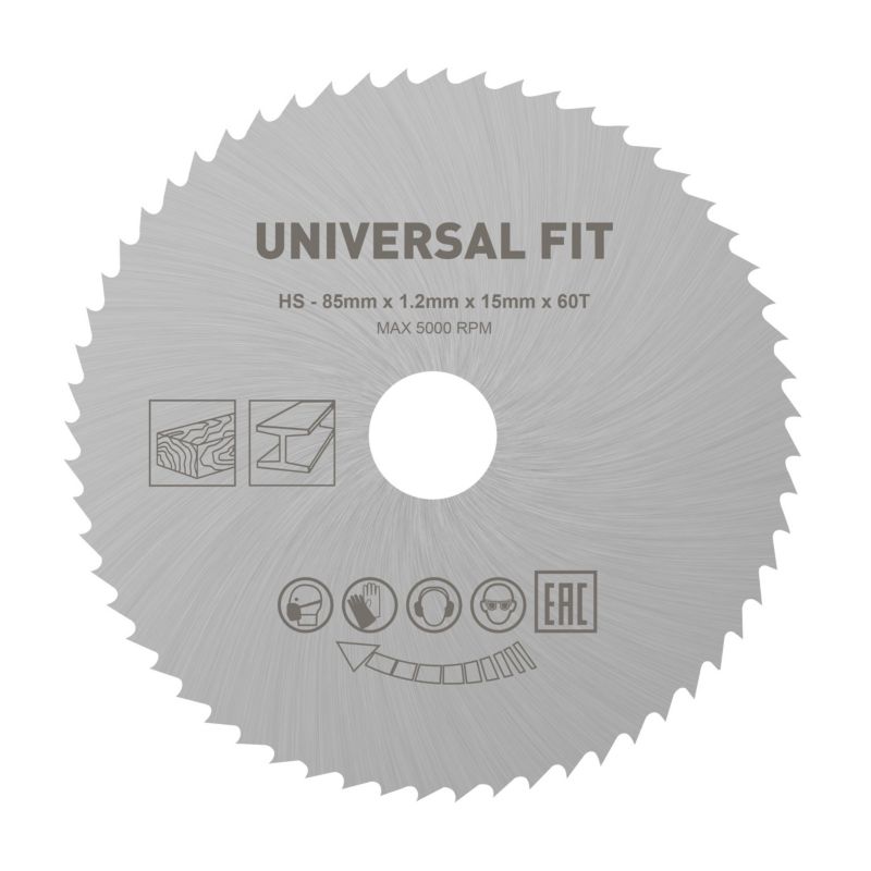 Tarcza do miniszlifierki Universal fit fi 85 x 15 mm 60T