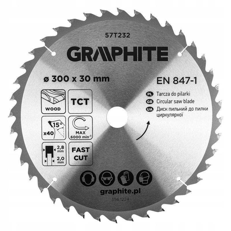 Tarcza do pilarki GRAPHITE widiowa 300 x 30 mm, 40 zębów 1 szt
