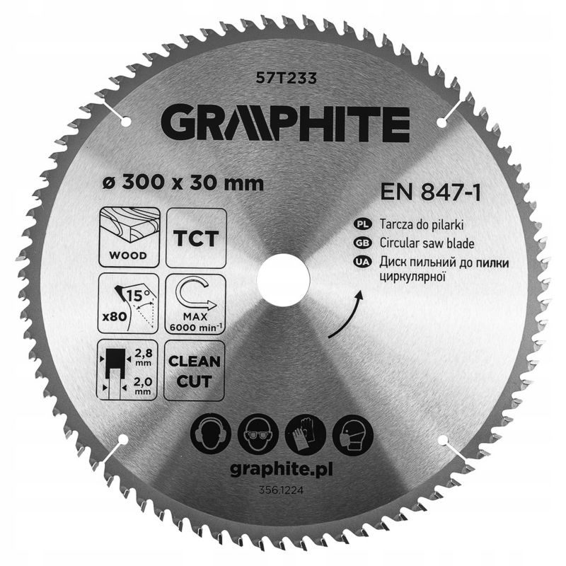 Tarcza do pilarki GRAPHITE widiowa 300 x 30 mm, 80 zębów 1 szt