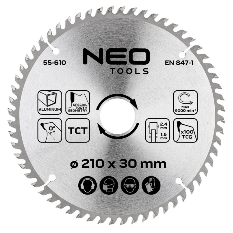 Tarcza do pilarki, widiowa NEO TOOLS, 210 x 30 mm, 100 zębów, do aluminium 1 szt