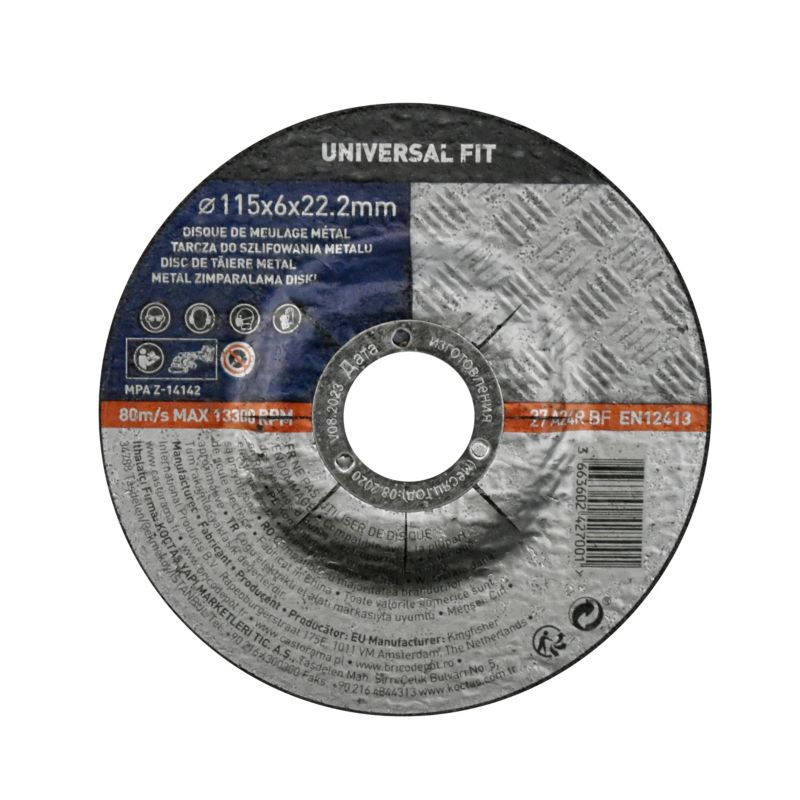 Tarcza do szlifowania metalu Universal fit 115 x 6 mm