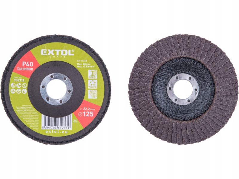 Tarcza EXTOL CRAFT Listkowa 125mm P40 Do Szlifowania Metalu Stali Drewna 1szt
