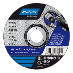 Tarcza korundowa Norton do cięcia stali 41-125 x 1,0 x 22,2 mm