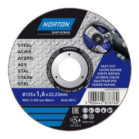 Tarcza korundowa Norton do cięcia stali 41-125 x 1,6 x 22,2 mm
