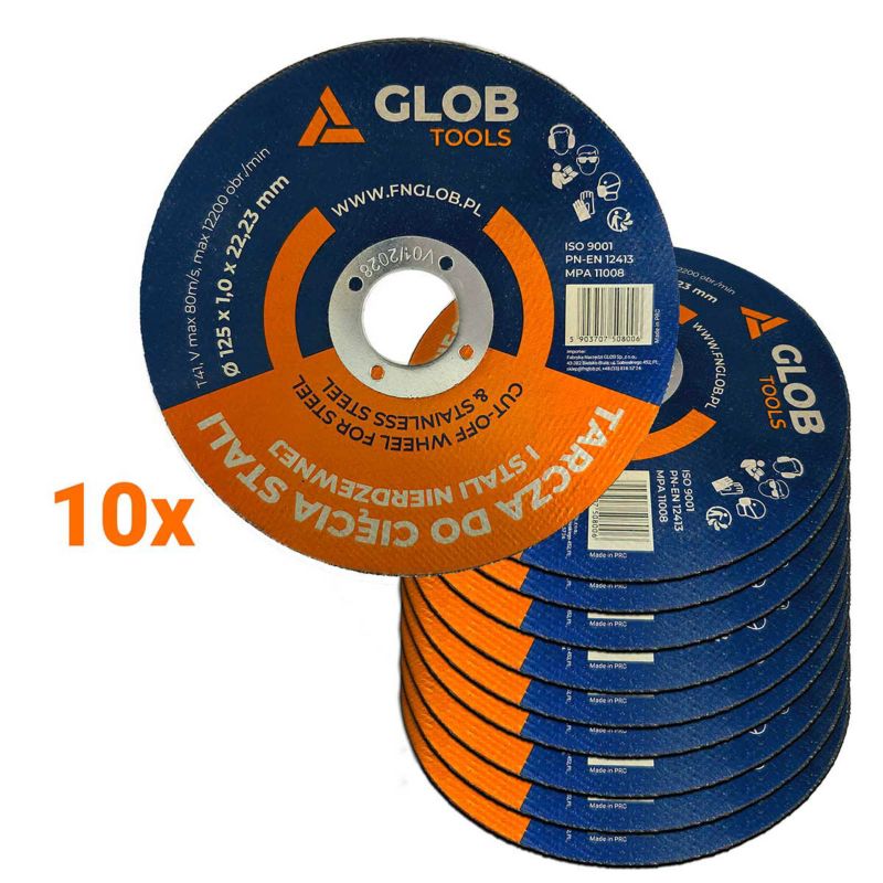 Tarcza tnąca do stali GLOB TOOLS 125x1,0x22,23mm 10 szt.