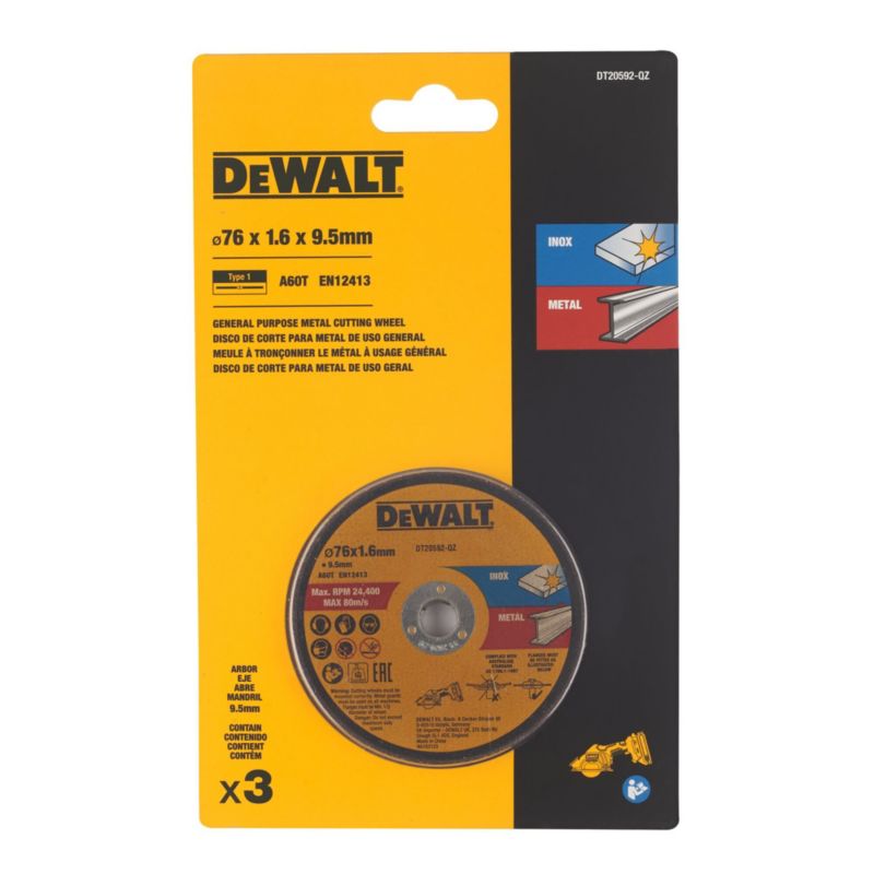 Tarcza tnąca DeWalt do metalu 76 x 1,6 mm 3 sztuki