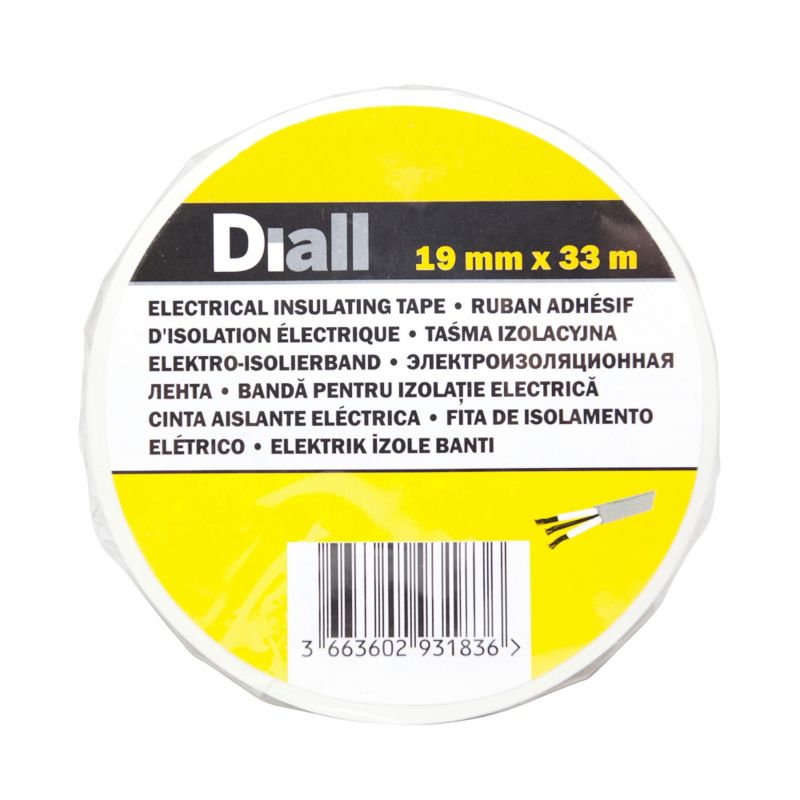 Taśma izolacyjna Diall PCV 19 mm x 33 m biała
