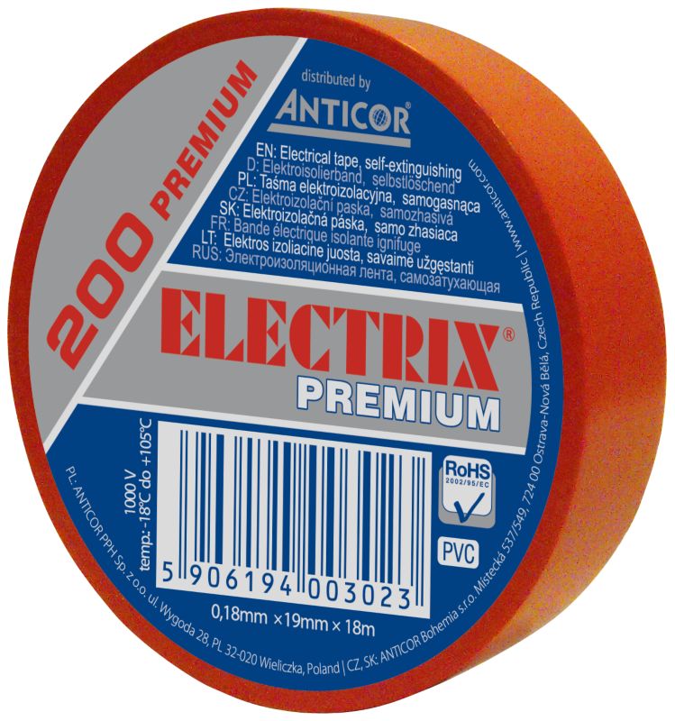 Taśma izolacyjna PCV Electrix 200 0,18 mm x 19 mm x 18 m czerwona