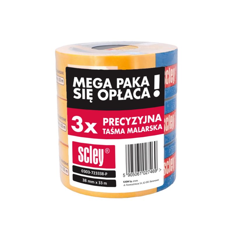 Taśma malarska Scley 38 mm x 33 m 3 szt.