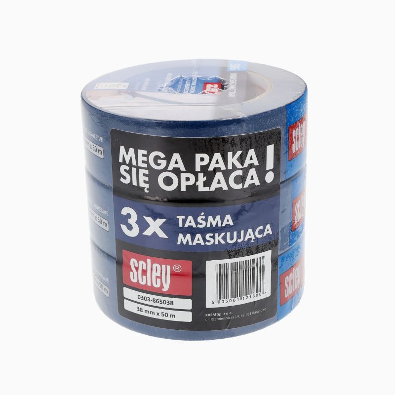 Taśma malarska Scley niebieska 38 mm x 50 m 3 szt.