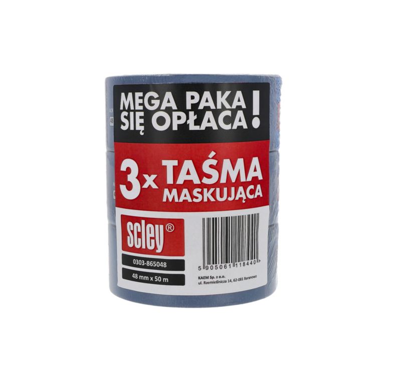 Taśma malarska Scley niebieska 48 mm x 50 m 3 szt.
