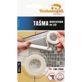 Taśma montażowa do LED Technicqll dwustronna 9 mm x 1,5 m