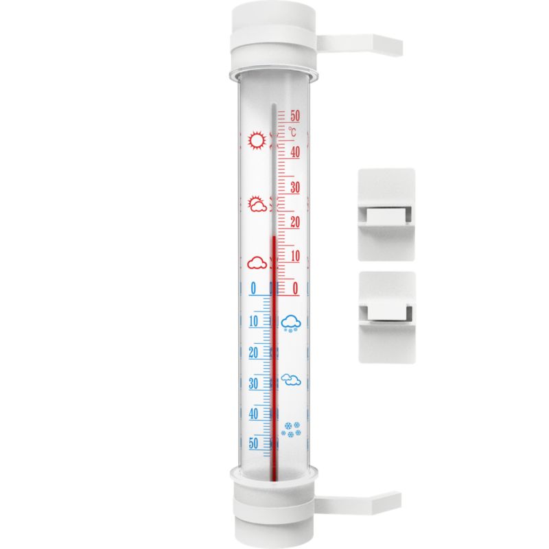 Termometr zaokienny rurkowy 27 cm biały