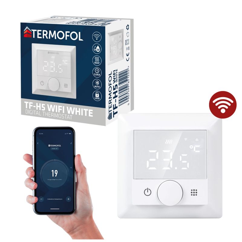 Termoregulator pokojowy TERMOFOL TF-H5 WiFi do ogrzewania podłogowego
