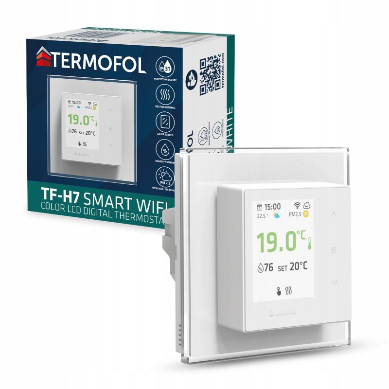 Termoregulator pokojowy TERMOFOL TF-H7 WiFi biały dotykowy do podłogówki