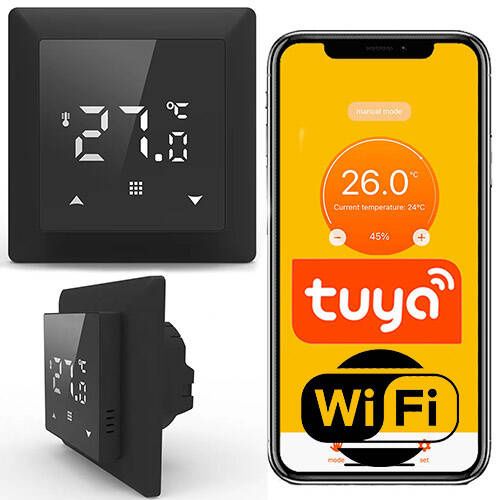 Termostat Sterownik ogrzewania Sone WiFi Tuya TE-1W przewodowy do podłogówki Czarny 1 szt.