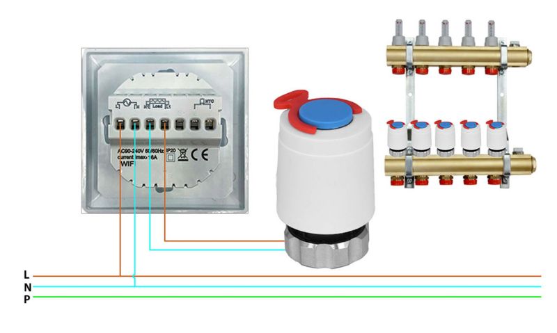 Termostat Sterownik ogrzewania Sone Zigbee Tuya TE-1Z przewodowy do podłogówki Biały 1 szt.
