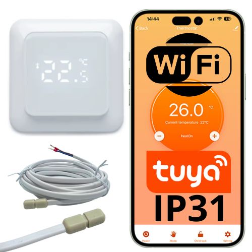Termostat sterownik Sone WiFi Tuya 16A IP31 ogrzewania podłogowego elektrycznego i wodnego  1 szt.
