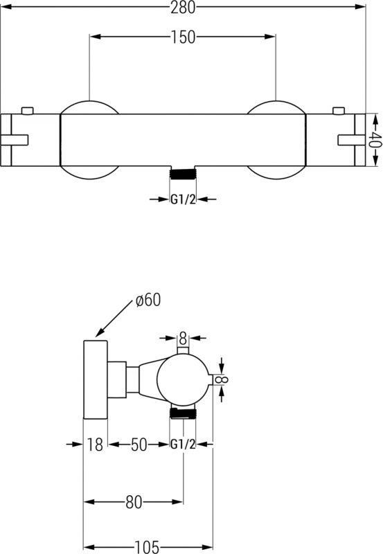 Termostatyczna bateria prysznicowa Mexen Kai czarna 77100-70 1 szt.