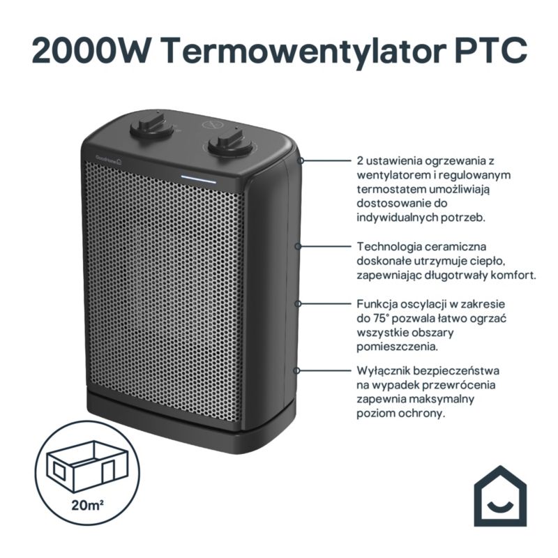 Termowentylator GoodHome 2000 W