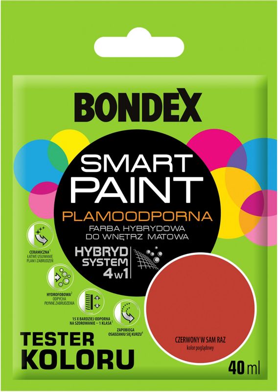Tester farby Bondex Smart Paint czerwony w sam raz 40 ml