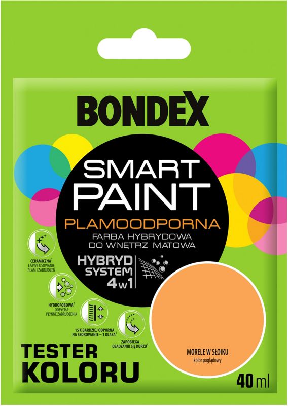 Tester farby Bondex Smart Paint morele w słoiku 40 ml