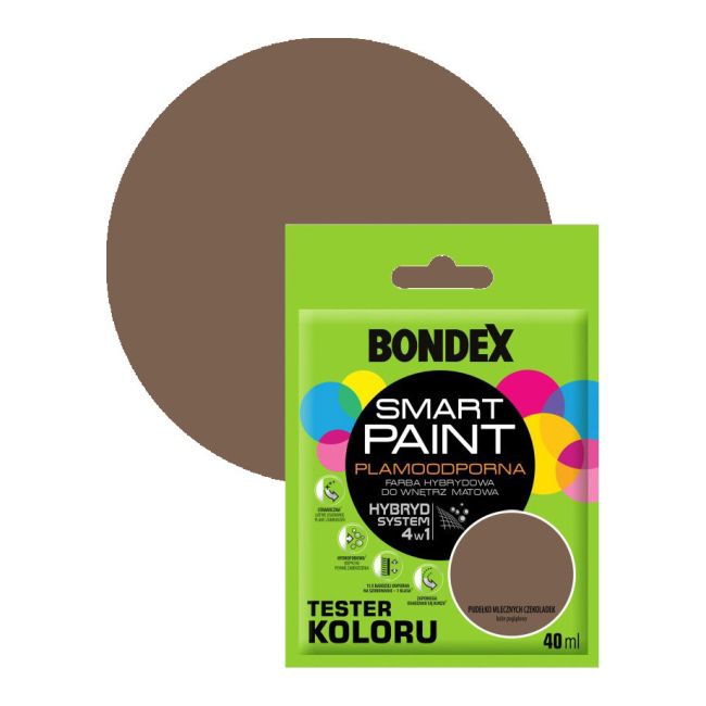 Tester farby Bondex Smart Paint pudełko mlecznych czekoladek 40 ml