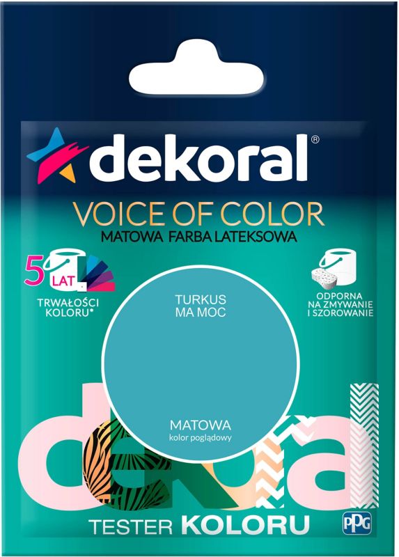 Tester farby Dekoral Voice of Color turkus ma moc 0,05 l