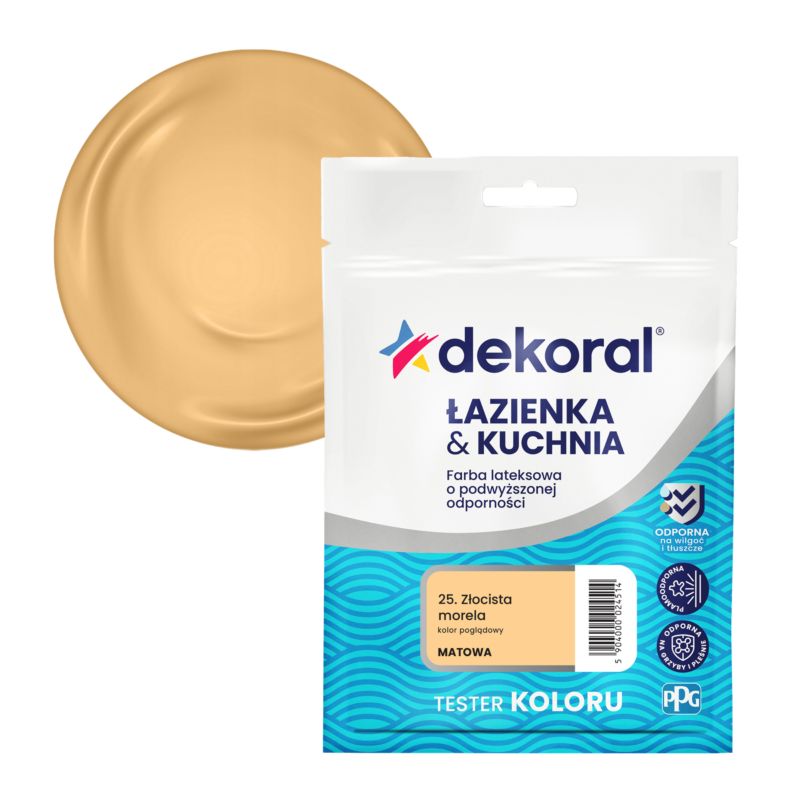 Tester farby kolorowej Dekoral Łazienka & Kuchnia złocista morela 0,03 l