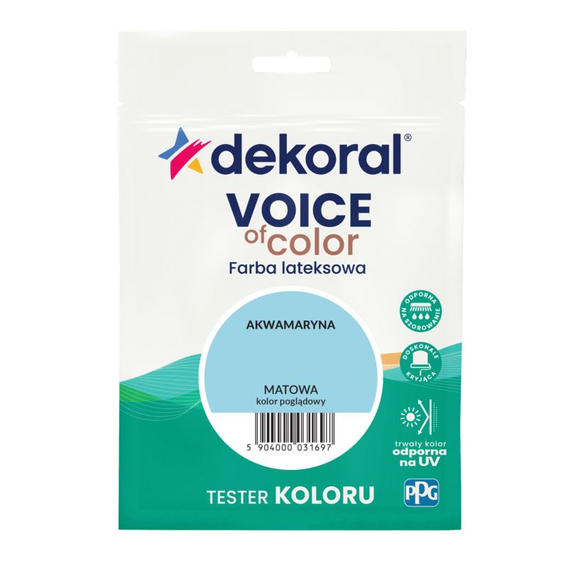 Tester farby kolorowej Dekoral Voice of Color akwamaryna 0,05 l