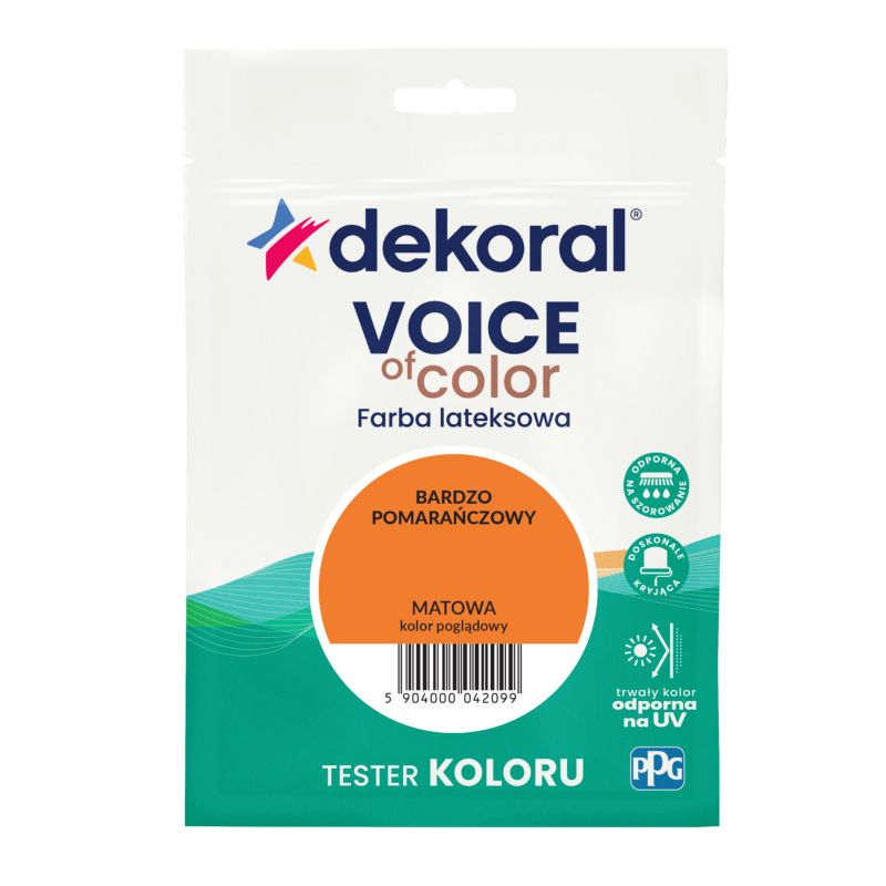 Tester farby kolorowej Dekoral Voice of Color bardzo pomarańczowy 0,05 l