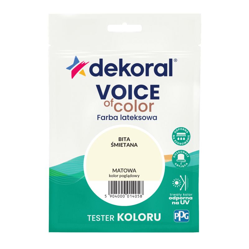 Tester farby kolorowej Dekoral Voice of Color bita śmietana 0,05 l