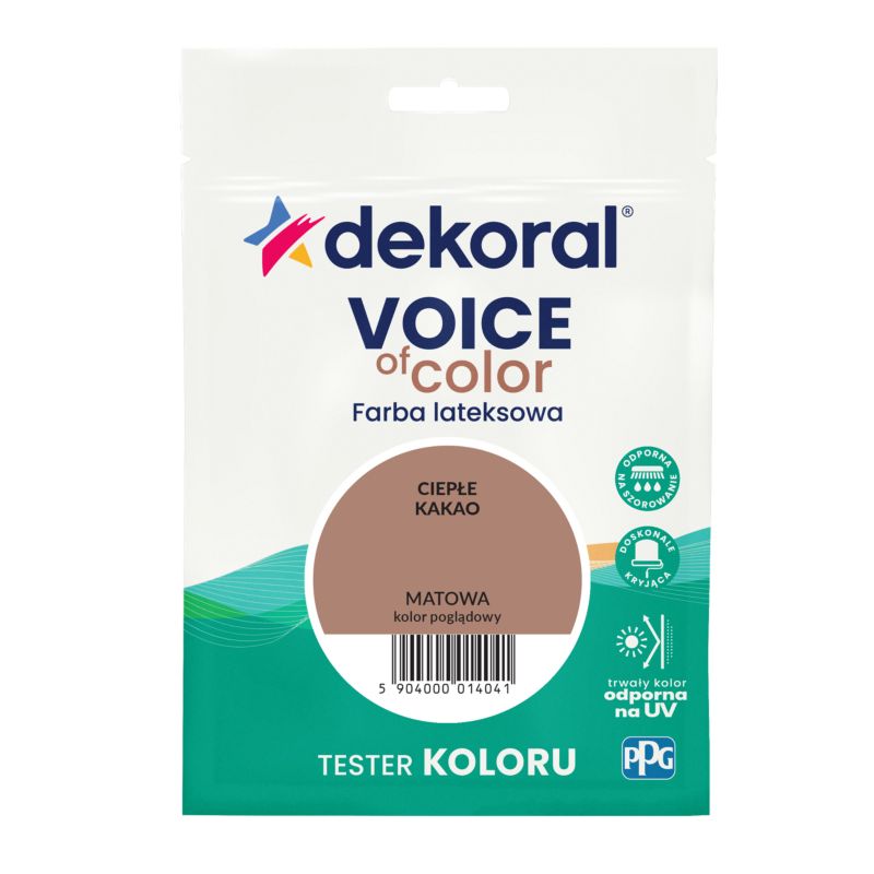 Tester farby kolorowej Dekoral Voice of Color ciepłe kakao 0,05 l