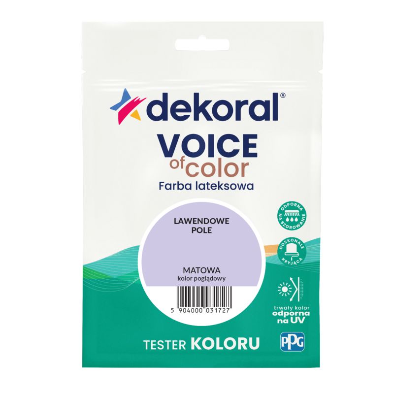Tester farby kolorowej Dekoral Voice of Color lawendowe pole 0,05 l