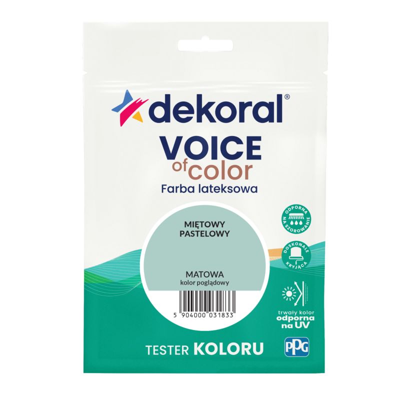 Tester farby kolorowej Dekoral Voice of Color miętowy pastelowy 0,05 l