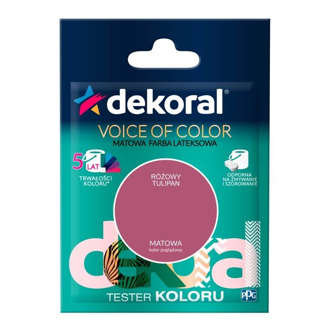 Tester farby kolorowej Dekoral Voice of Color różowy tulipan 0,05 l