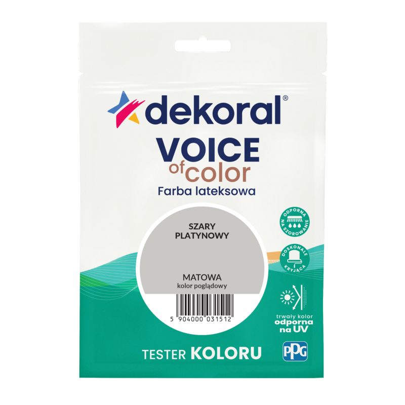 Tester farby kolorowej Dekoral Voice of Color szary platynowy 0,05 l