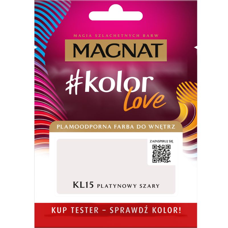 Tester farby plamoodpornej Magnat #kolorLove KL15 platynowy szary 0,025 l