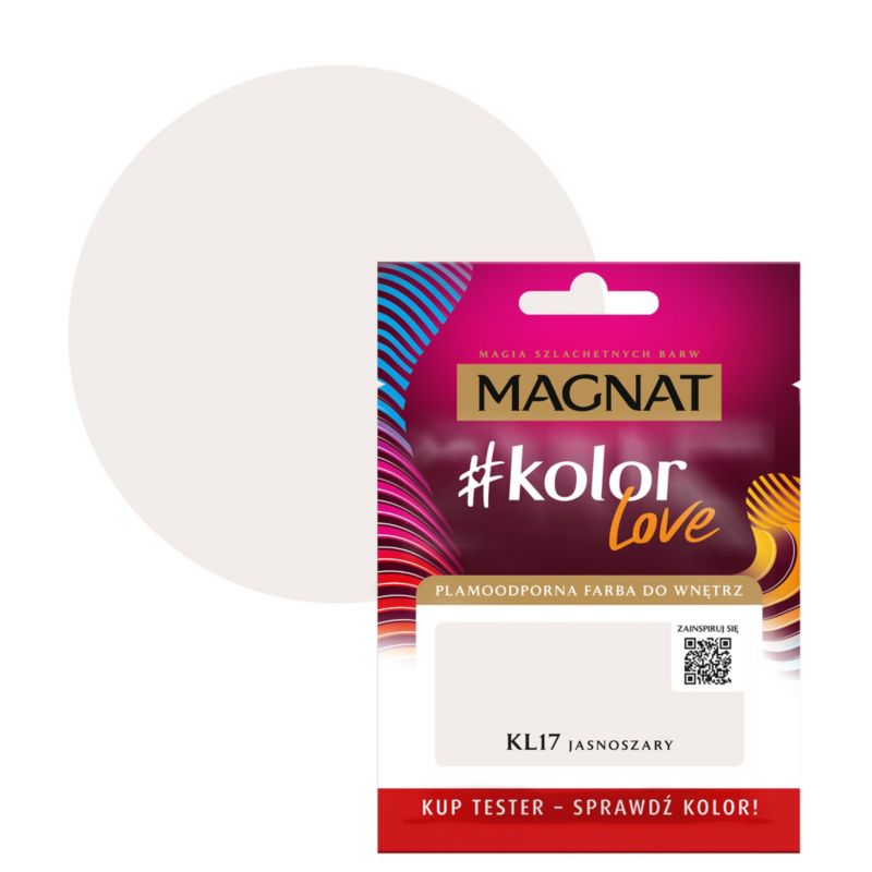 Tester farby plamoodpornej Magnat #kolorLove KL17 jasnoszary 0,025 l